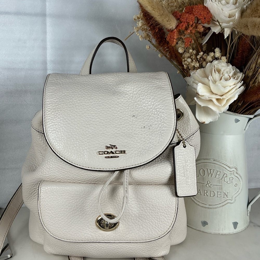 Coach Mini Billie Ivory Cream Gold Leather Backpack‎ Bag - Picture 2 of 12